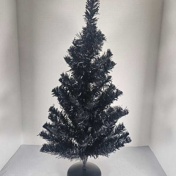 20.5 Inch Black Artificial Christmas Halloween Tree With Plastic Base - Picture 1 of 10